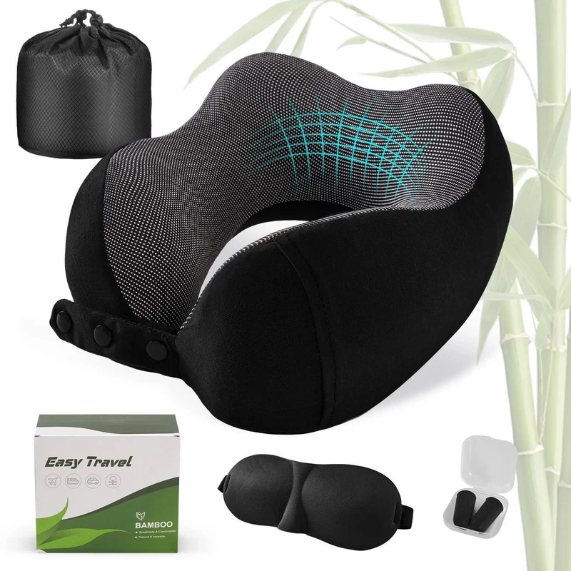 Reisekissen Nackenkissen Memory Foam Verstellbar mit Zubehör