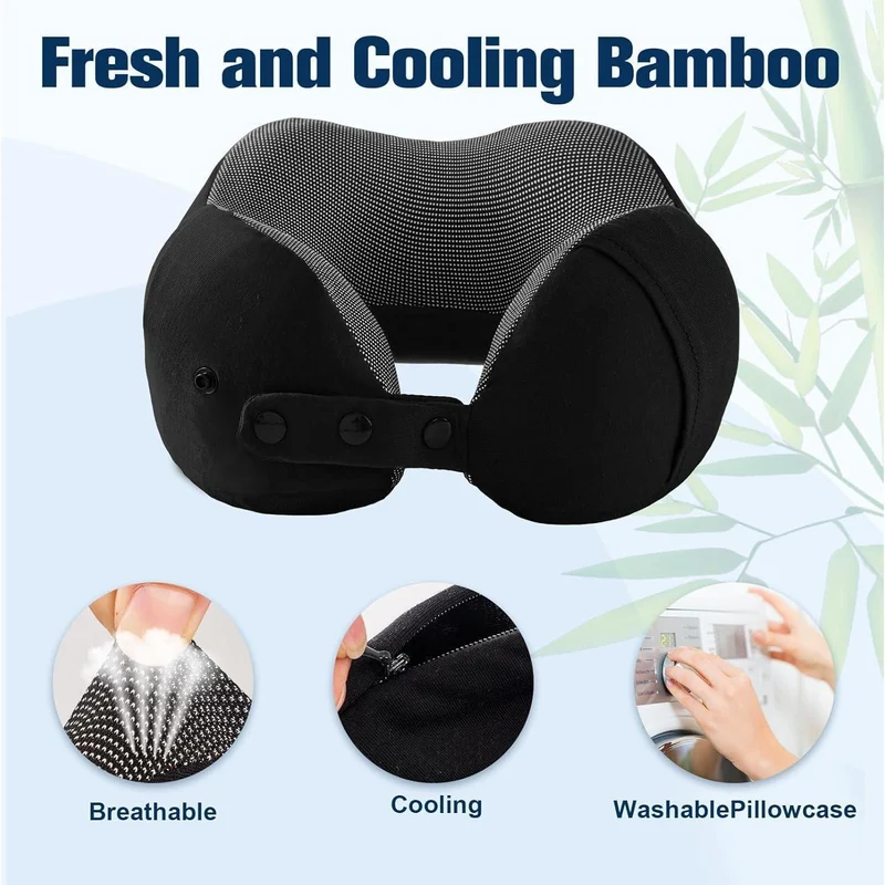 Reisekissen Nackenkissen Memory Foam Verstellbar mit Zubehör