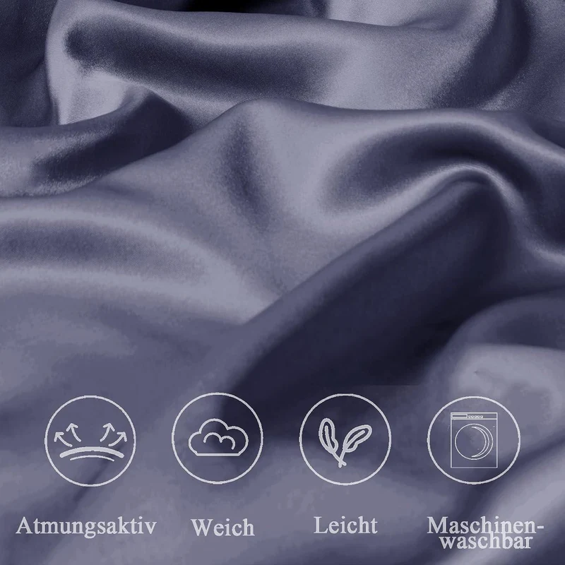 2er Set Satin-Kissenbezüge 60x60cm Dunkelviolett mit Reißverschluss