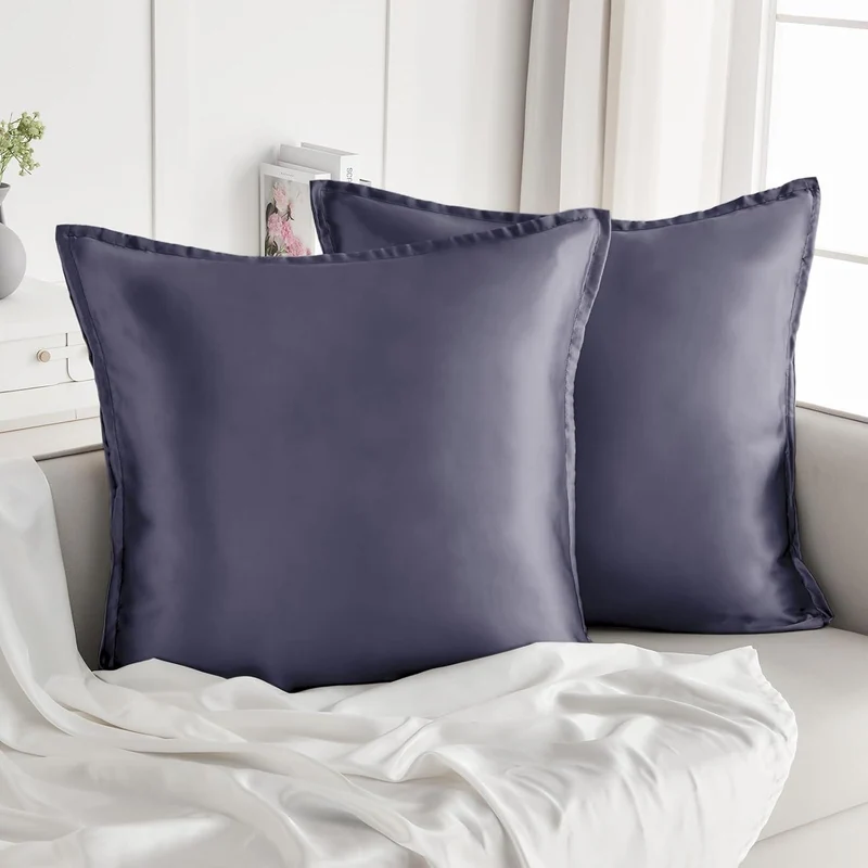 2er Set Satin-Kissenbezüge 60x60cm Dunkelviolett mit Reißverschluss