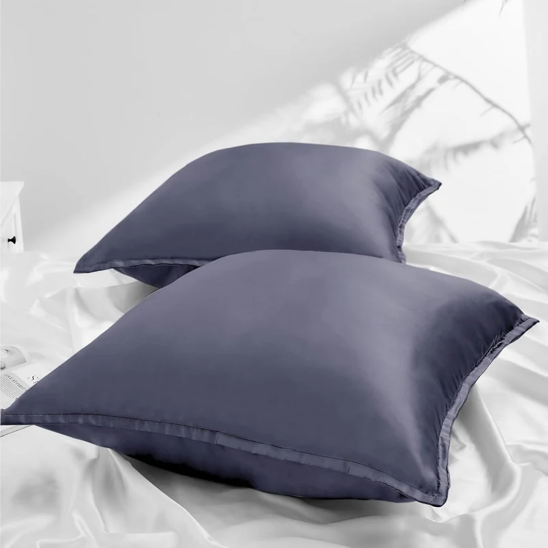 2er Set Satin-Kissenbezüge 60x60cm Dunkelviolett mit Reißverschluss