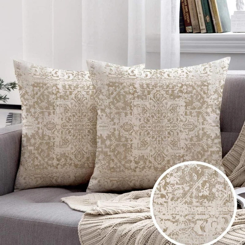 Böhmischer Kissenbezug 40x40 - 2er Set Outdoor Wasserdicht Beige