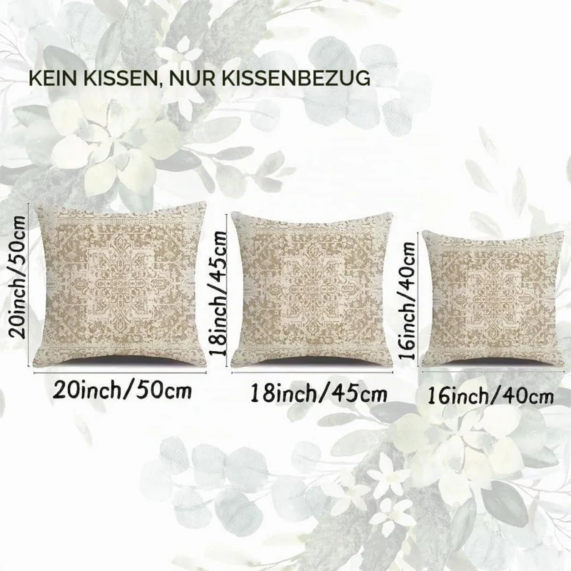 Böhmischer Kissenbezug 40x40 - 2er Set Outdoor Wasserdicht Beige