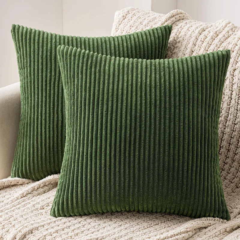 Kissenbezüge Kordsamt 60x60cm Matcha Grün 2er Set