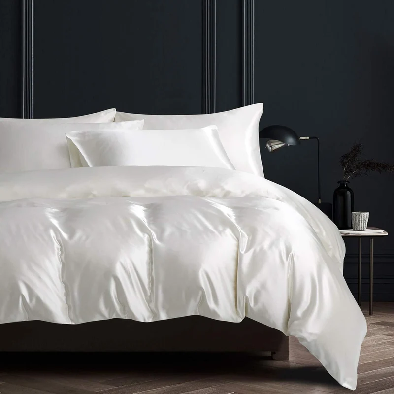 Satin Bettwäsche Set 200x200cm Weiß – Luxus & Glanz