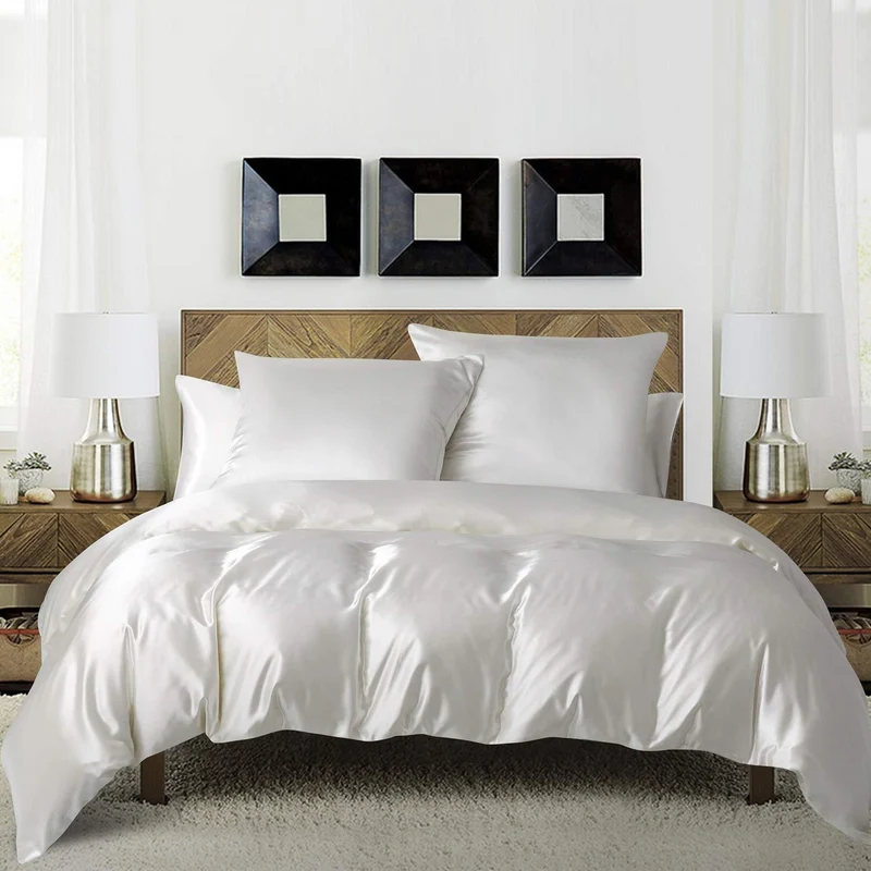 Satin Bettwäsche Set 200x200cm Weiß – Luxus & Glanz