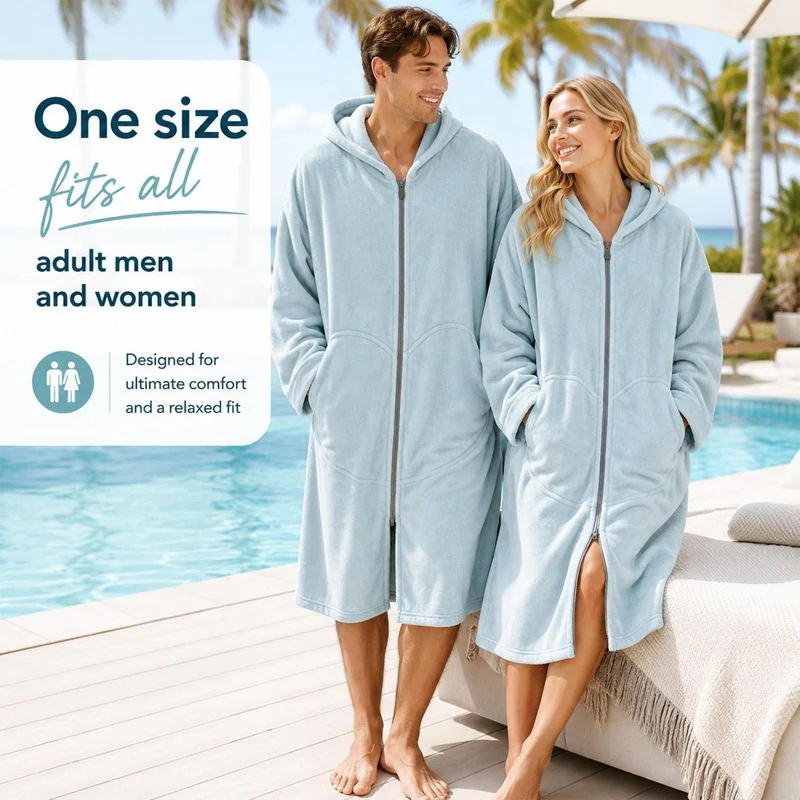 Surf Poncho mit Kapuze – Schnelltrocknend & Praktisch (Blau)