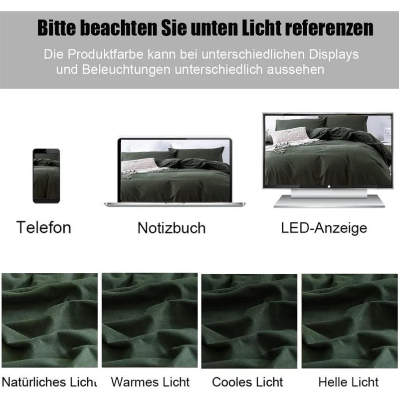 Bettwäsche-Set Mikrofaser Olivergrün 220x240 cm bügelfrei