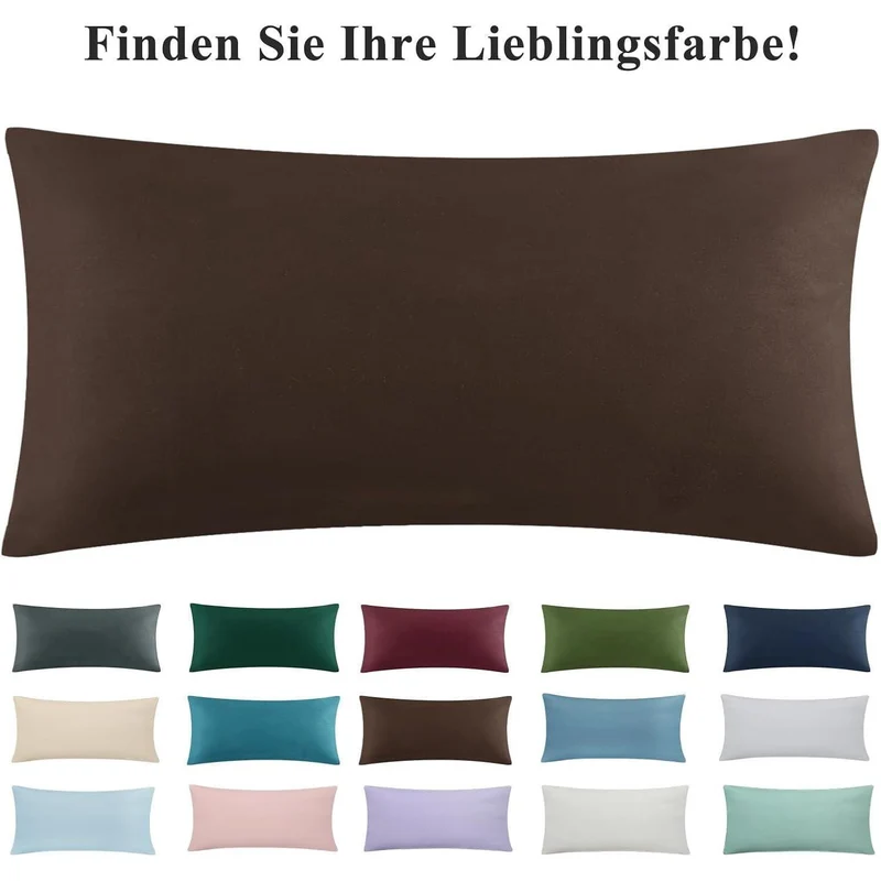 Kissenbezug 40x80 2er Set Braun Mikrofaser mit Reißverschluss