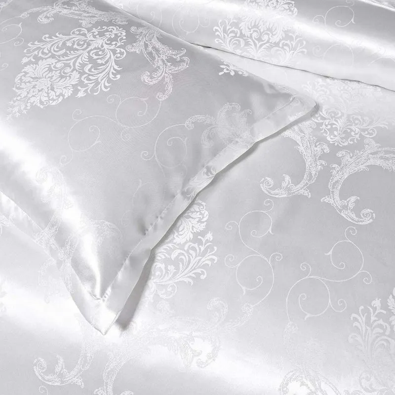 Seidenweiche Wendebettwäsche 220x240 cm - Blumen Jacquard Satin