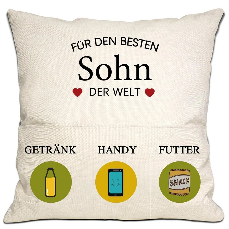 Mum Dad Sohn Kissenbezug 18x18 Zoll - Geschenkidee