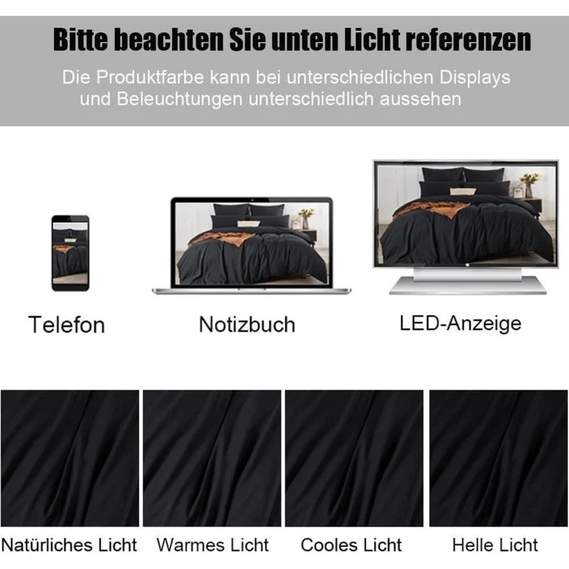Bettwäsche-Set Mikrofaser 180x200 cm Schwarz Bügelfrei