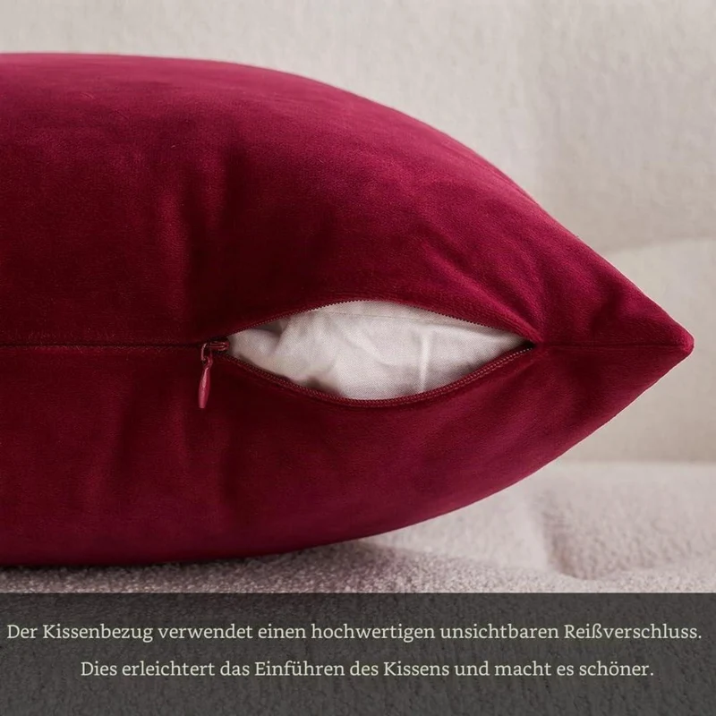 Samtkissenbezug 40x40 cm Weinrot - 2er Set