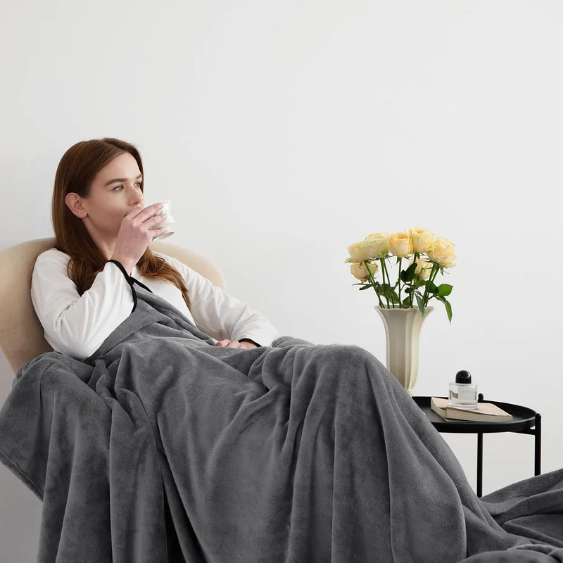 Kuscheldecke XXL 220x240 cm Flanell Grau - Weich & Warm für 4 Jahreszeiten