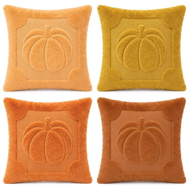 4er-Set Herbstkissenbezüge 40x40cm Kürbisdeko