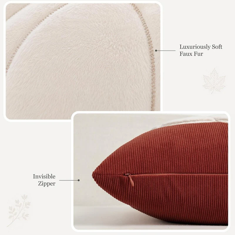 Herbst Kissenbezug 45x45 cm - 2er Set Rost & Kürbis Deko