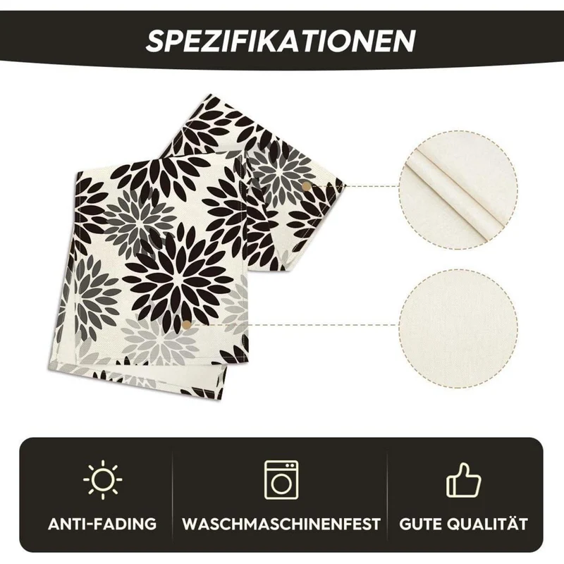 Tischläufer Schwarz Dahlien Halloween Herbst 40x180 cm