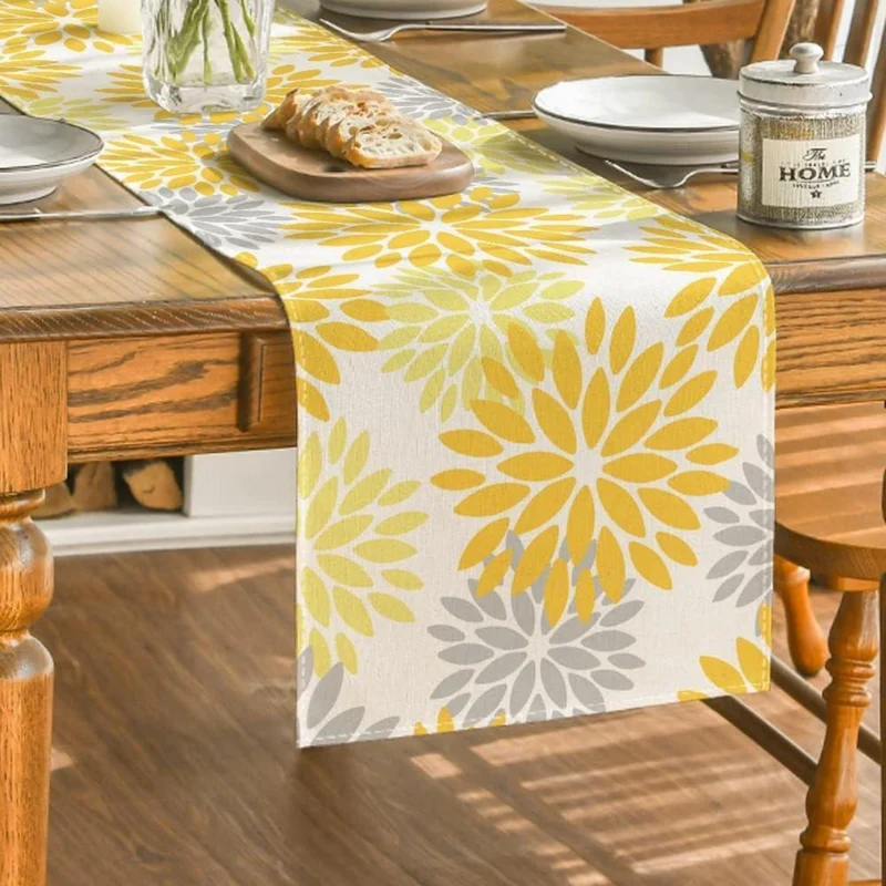 Tischläufer Blumen Gelb Dahlie Sommer 40x240 cm