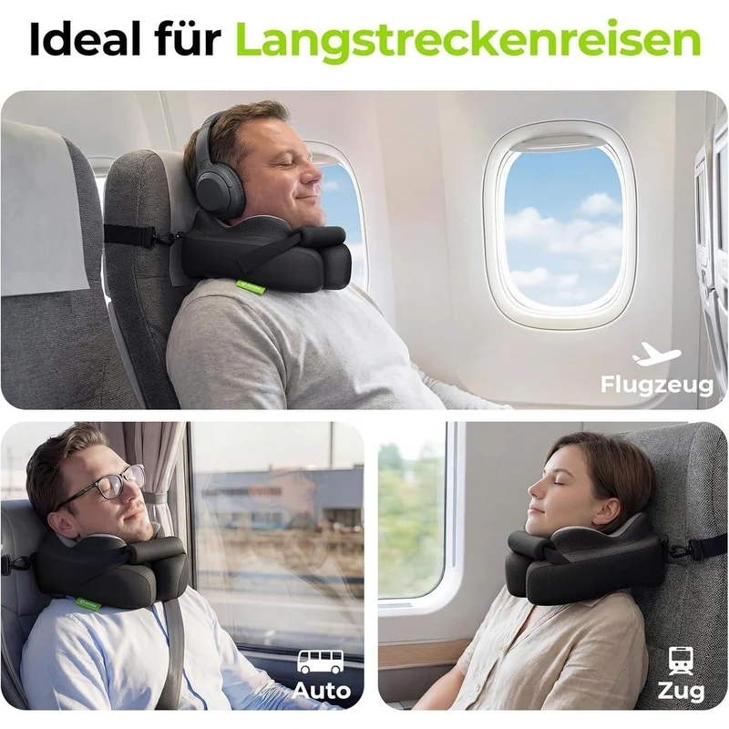 Reisekissen mit Kinnstütze – Ergonomische Nackenstütze für Flugzeug & Auto