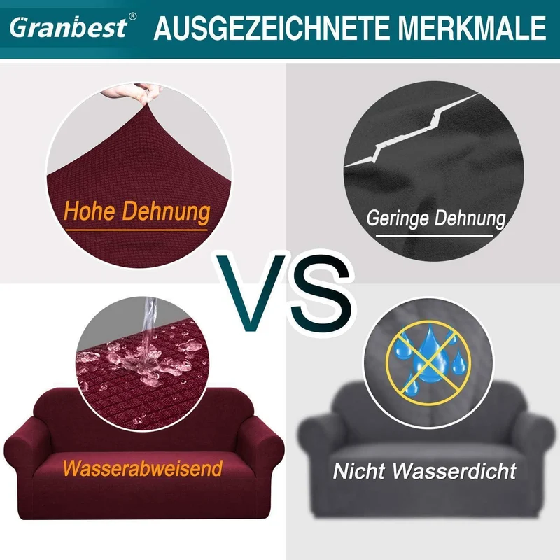Stretch Sofabezug Wasserdicht – Weinrot, 1 Sitzer