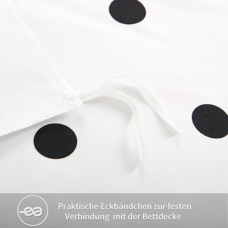 Bettwäsche-Set 135x200cm 4teilig Mikrofaser Weiß Polka Dot