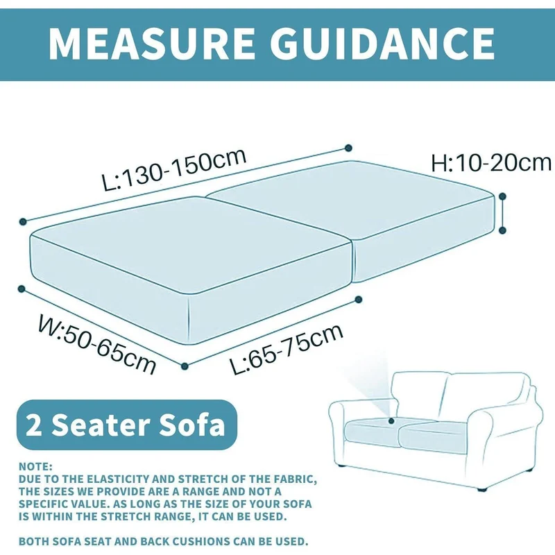 Stretch Sofa Sitzkissenbezug 2er Set CremeWeiß