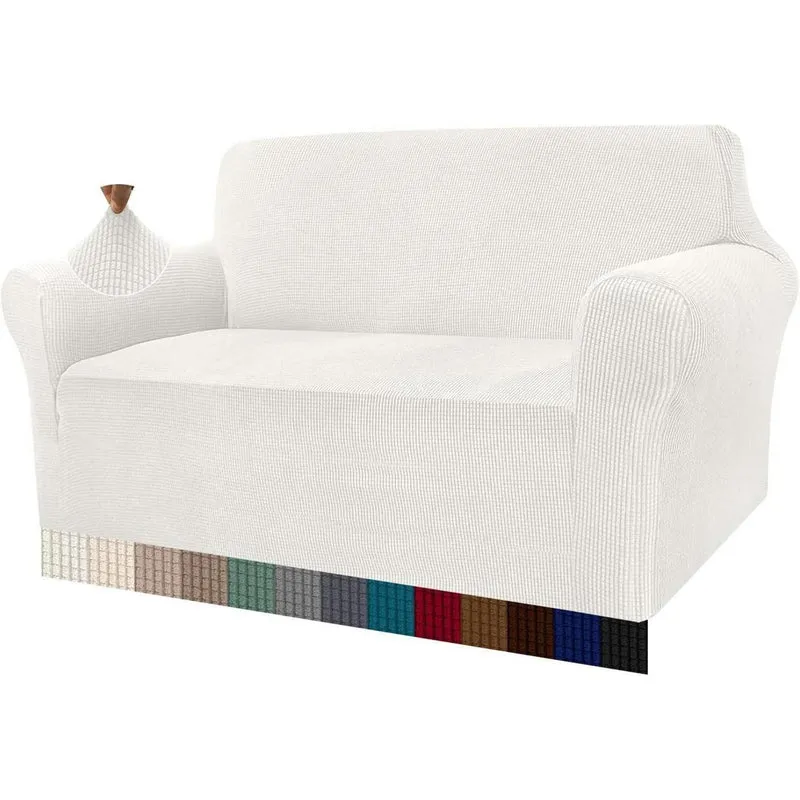 Elastischer Sofabezug 2-Sitzer Creme | Modern & Schutz für Wohnzimmer