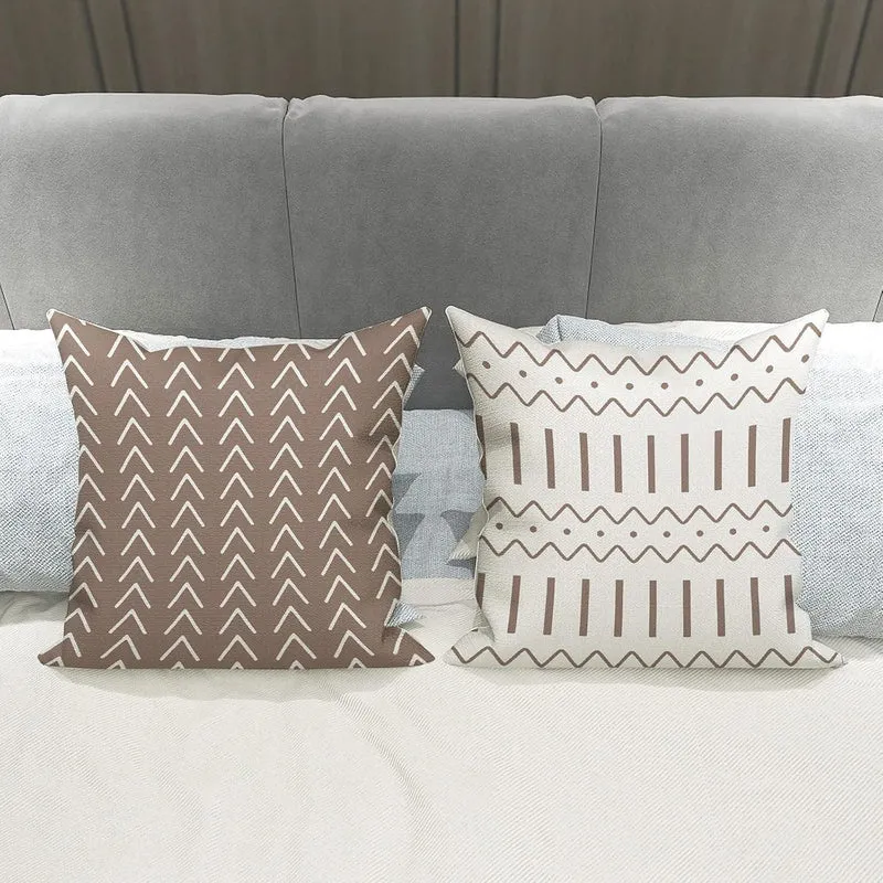 Moderner Leinen Kissenbezug 40x40 cm - Set (4 Stück) Khaki