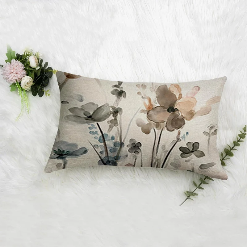 Blumen Kissenbezug 40x60 - 4er Set Leinen, Modern & Dekorativ