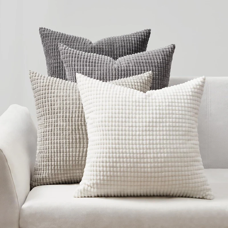 Kissenbezüge 35x35 cm Grau 4er Set Cord Farbverlauf