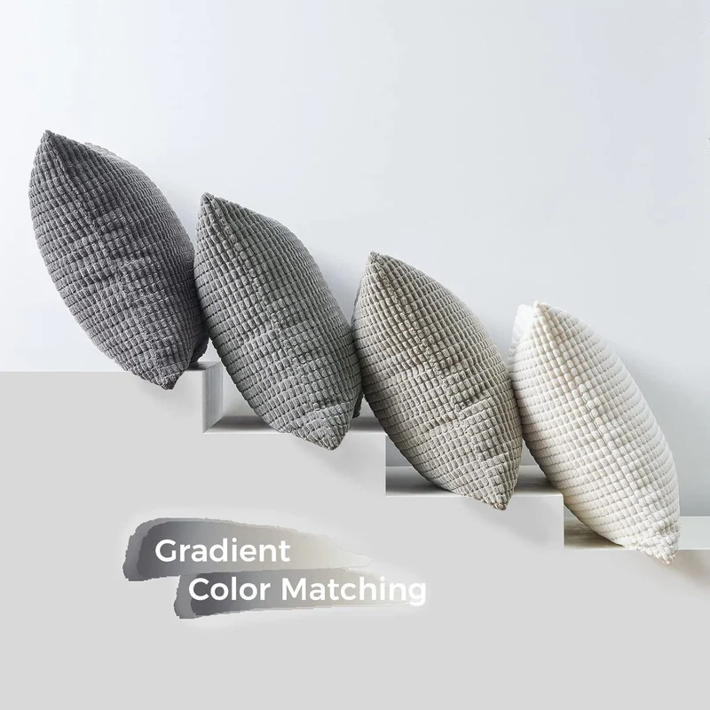 Kissenbezüge 35x35 cm Grau 4er Set Cord Farbverlauf