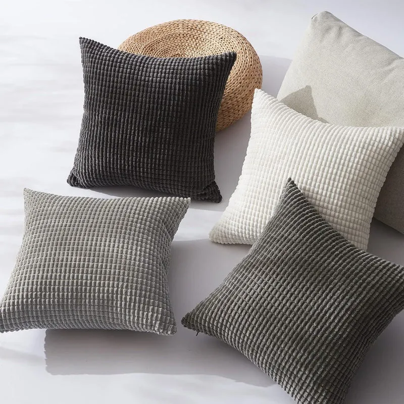 Kissenbezüge 35x35 cm Grau 4er Set Cord Farbverlauf