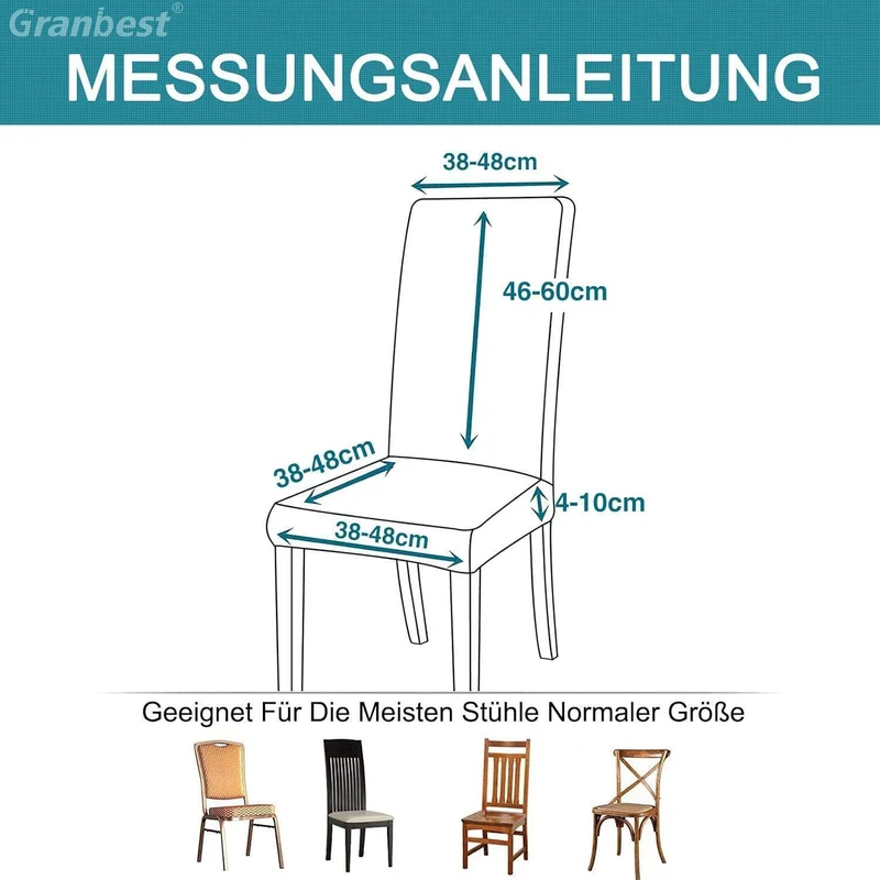 Wasserdichte Stuhlhussen Set 6 - Beige, Elastisch & Pflegleicht