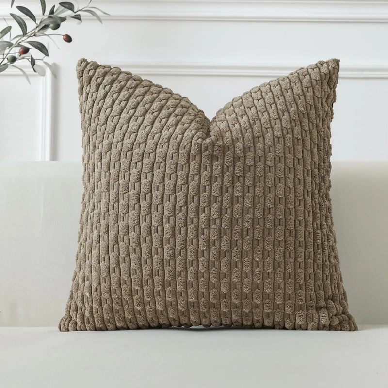 Kordsamt Kissenbezug 40x40 cm Braun – Weicher Boho Deko Bezug