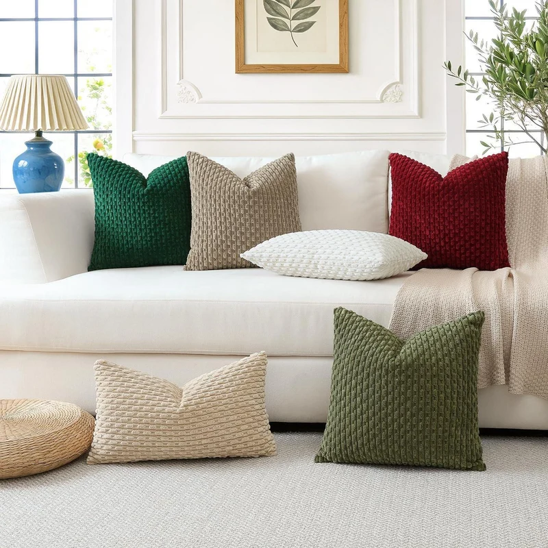 Kordsamt Kissenbezug 40x40 cm Braun – Weicher Boho Deko Bezug
