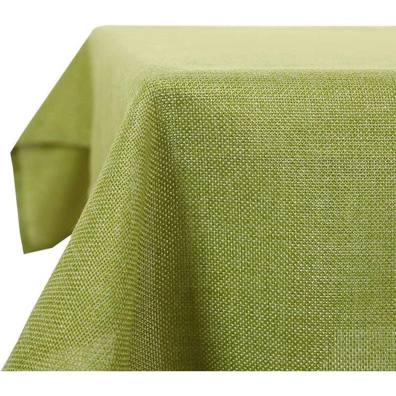 Grüne Leinenoptik Tischdecke 200x137 cm – Wasserabweisend
