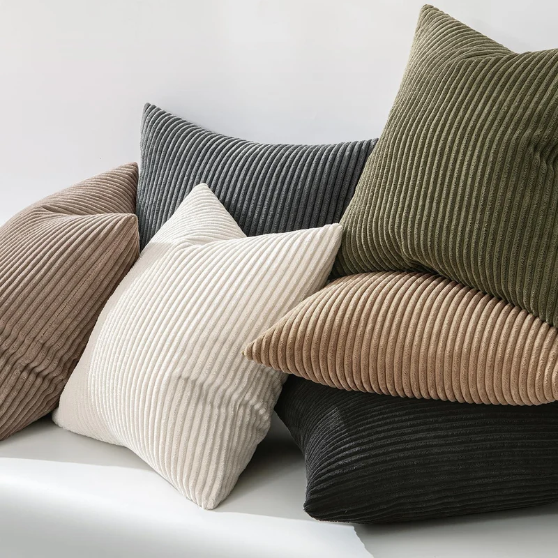 2er Set Kissenbezüge 45x45 cm Olivgrün mit Verstecktem Reißverschluss