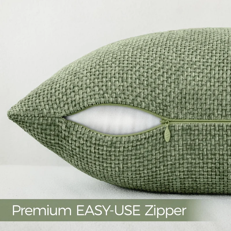 Grüner Chenille Kissenbezug 50x50 cm - 2er Set