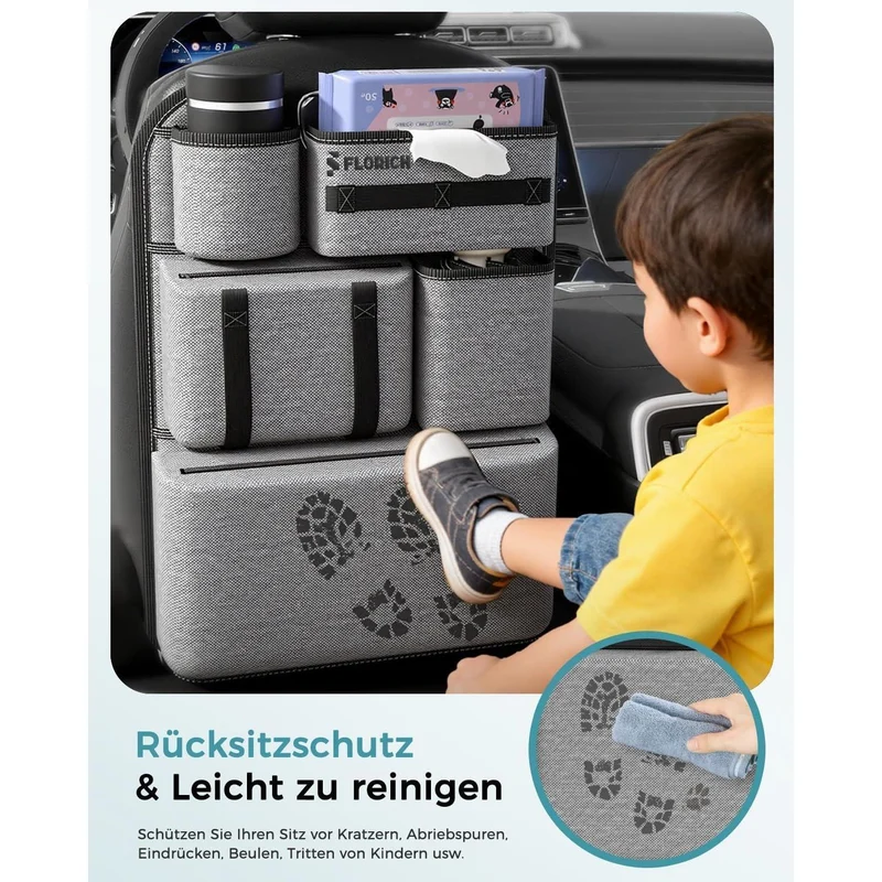 Autositz Organizer mit MOLLE-System – Grau