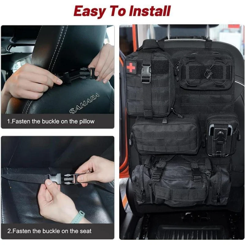 Taktischer Autositz Organizer mit 5 Molle Taschen – Rücksitz Ordnungssystem