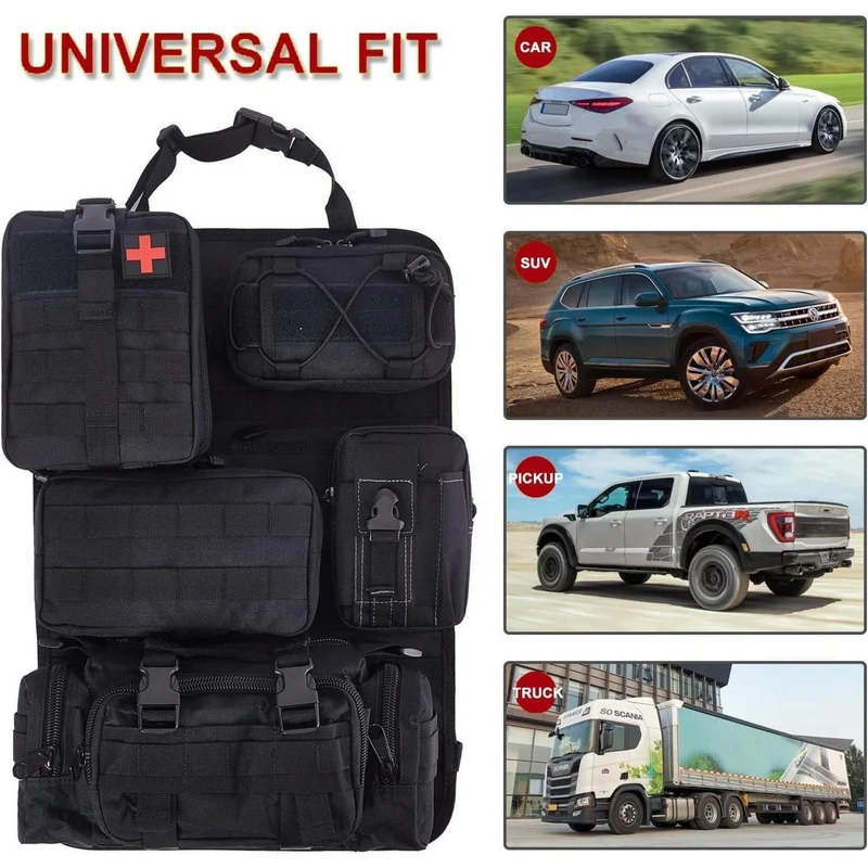 Taktischer Autositz Organizer mit 5 Molle Taschen – Rücksitz Ordnungssystem