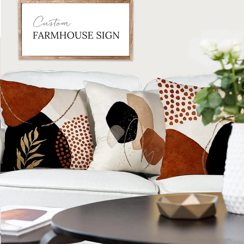 4er Set Kissenbezüge 40x40 Leinen – Modernes Boho Design