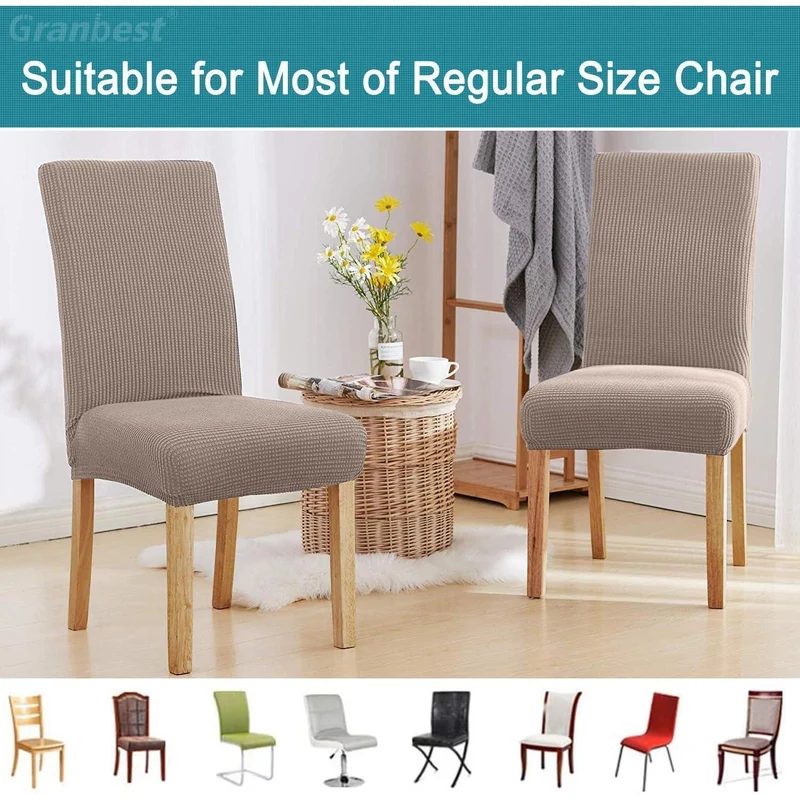 Stuhlhussen Set 4-teilig Jacquard Sand | Esszimmer & Küche