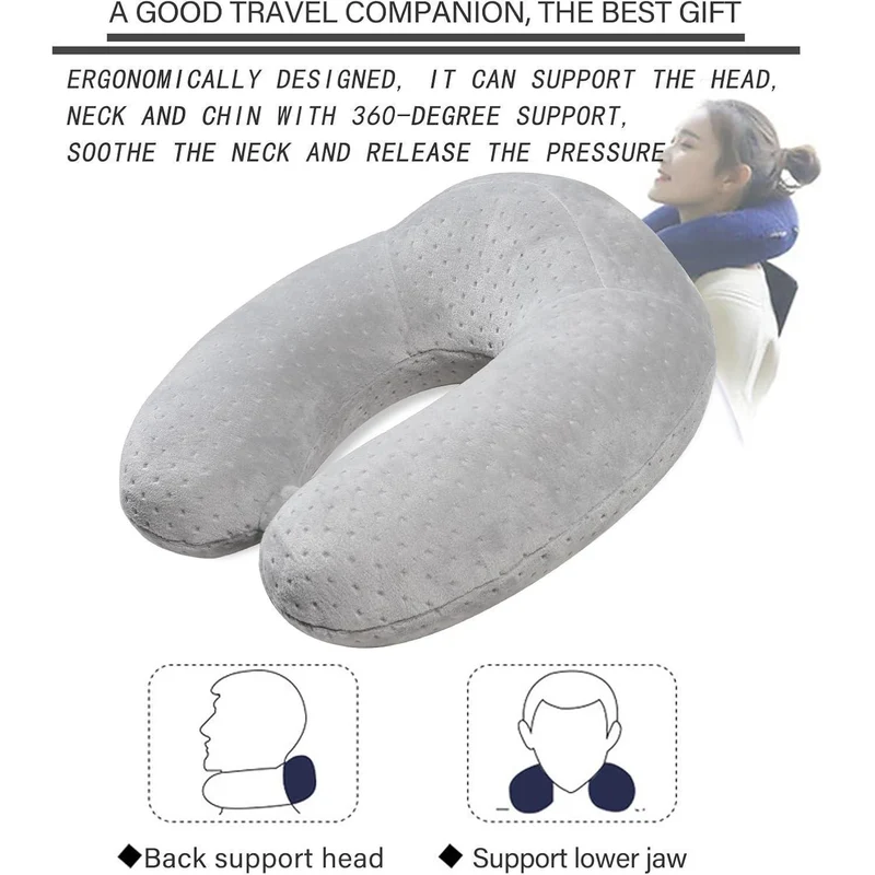 Reisekissen Nackenkissen Memory Foam Grau – Flugzeug, Auto, Zuhause