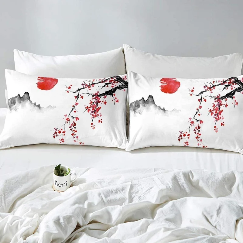 Japanische Kirschblüte Bettwäsche Set 135x200cm