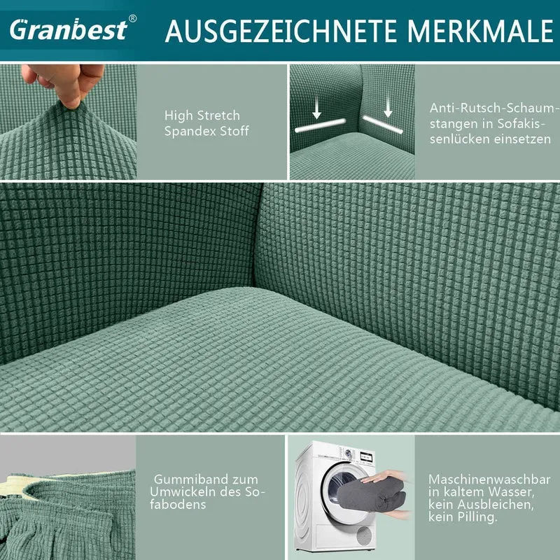 Elastischer Sofabezug 3-Sitzer Salbei - Modern & Schutzhülle
