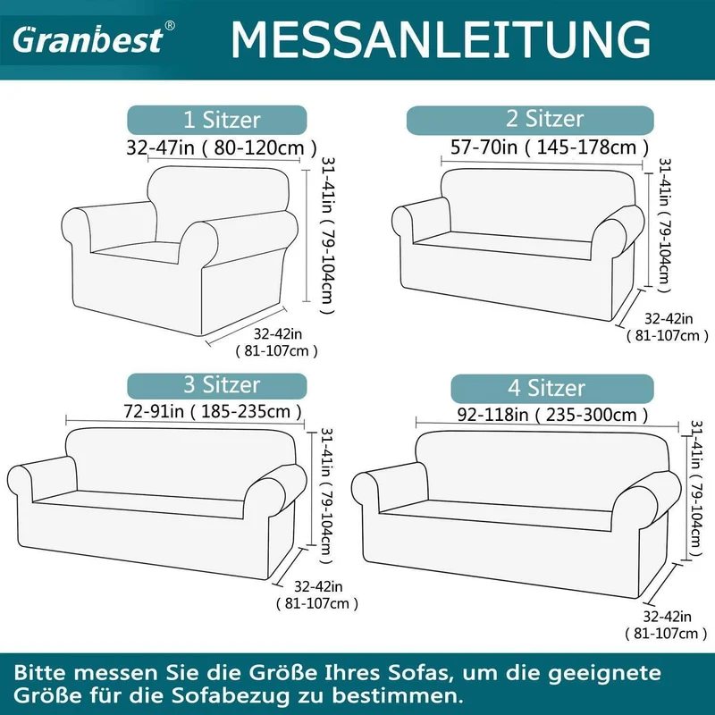 Elastischer Sofabezug 3-Sitzer Salbei - Modern & Schutzhülle