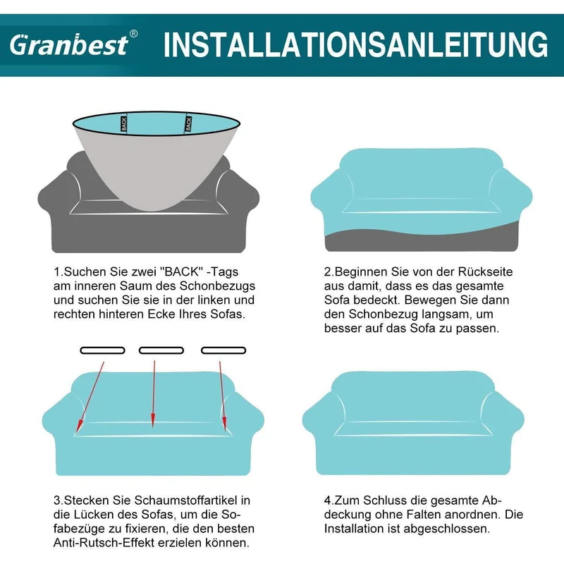Elastischer Sofabezug 3-Sitzer Salbei - Modern & Schutzhülle