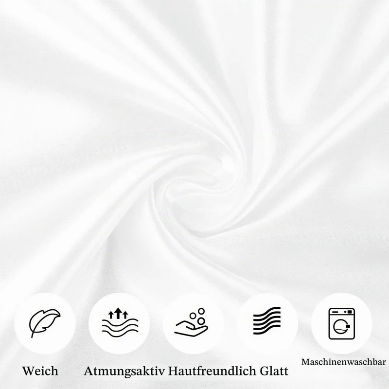 Satin Kissenbezug 2er Set mit Rüschen, 40x80cm, Weiß