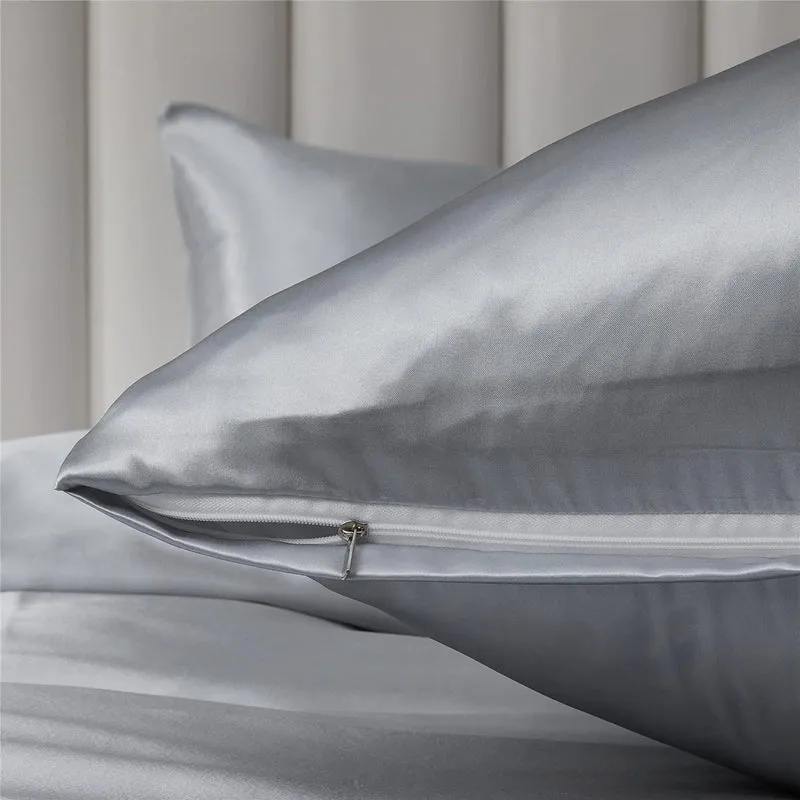 Graue Bettwäsche-Set 200x220 cm | Satin Microfaser Luxus